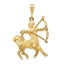 14K Satin Diamond-Cut Sagittarius Zodiac Charm Elegant Gold Pendant