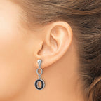 Sterling Silver Rhodium-plated Polished Black Circle Post Dangle Earrings
