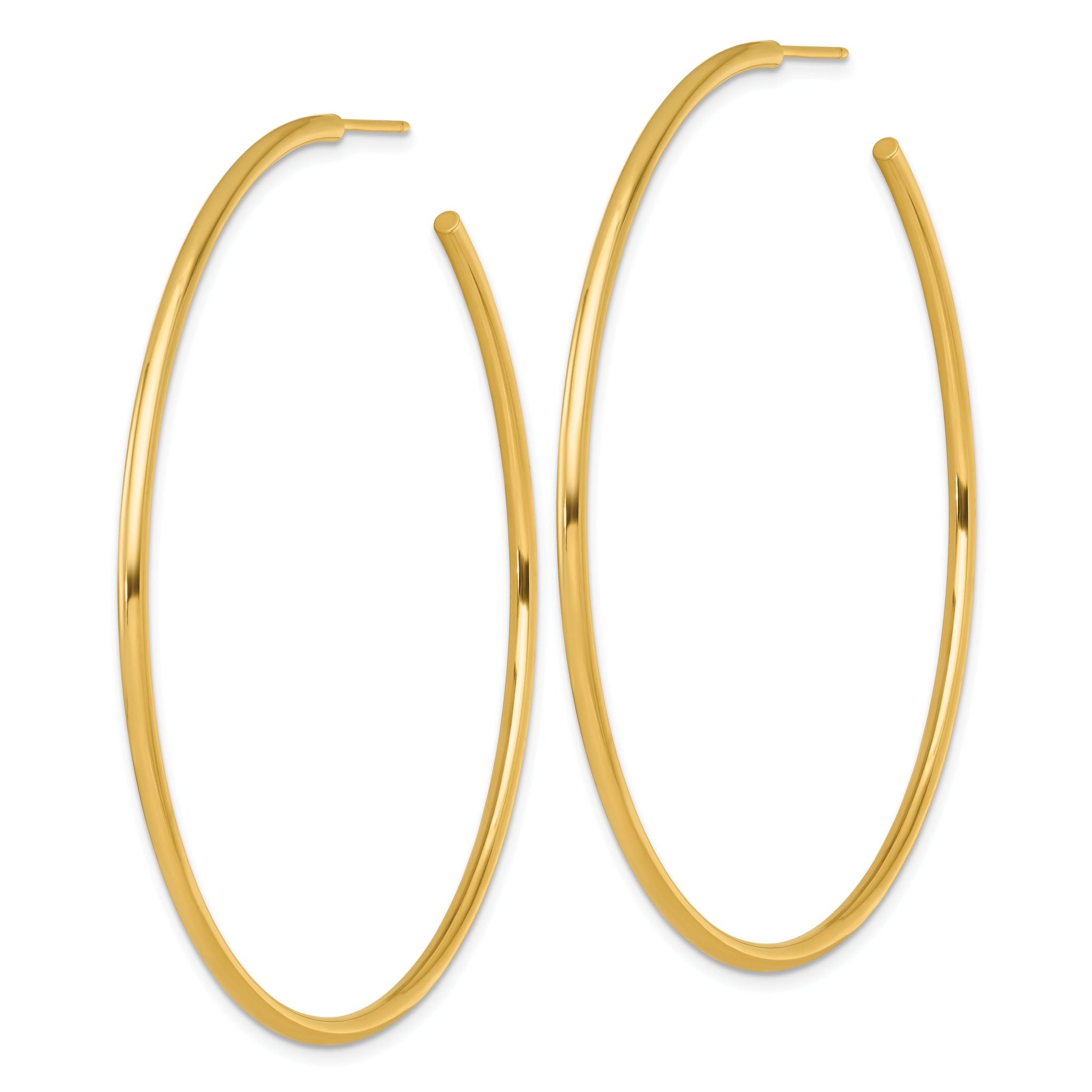 14k Polished 2.0 x 65mm Tube C-Hoop Post Earrings