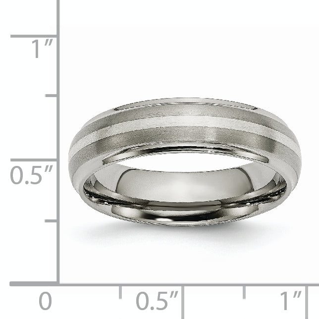 Inlay Wedding Band in Titanium & Sterling Silver, 6mm