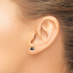 Stainless Steel Polished Black Cubic Zirconia Stud Earrings