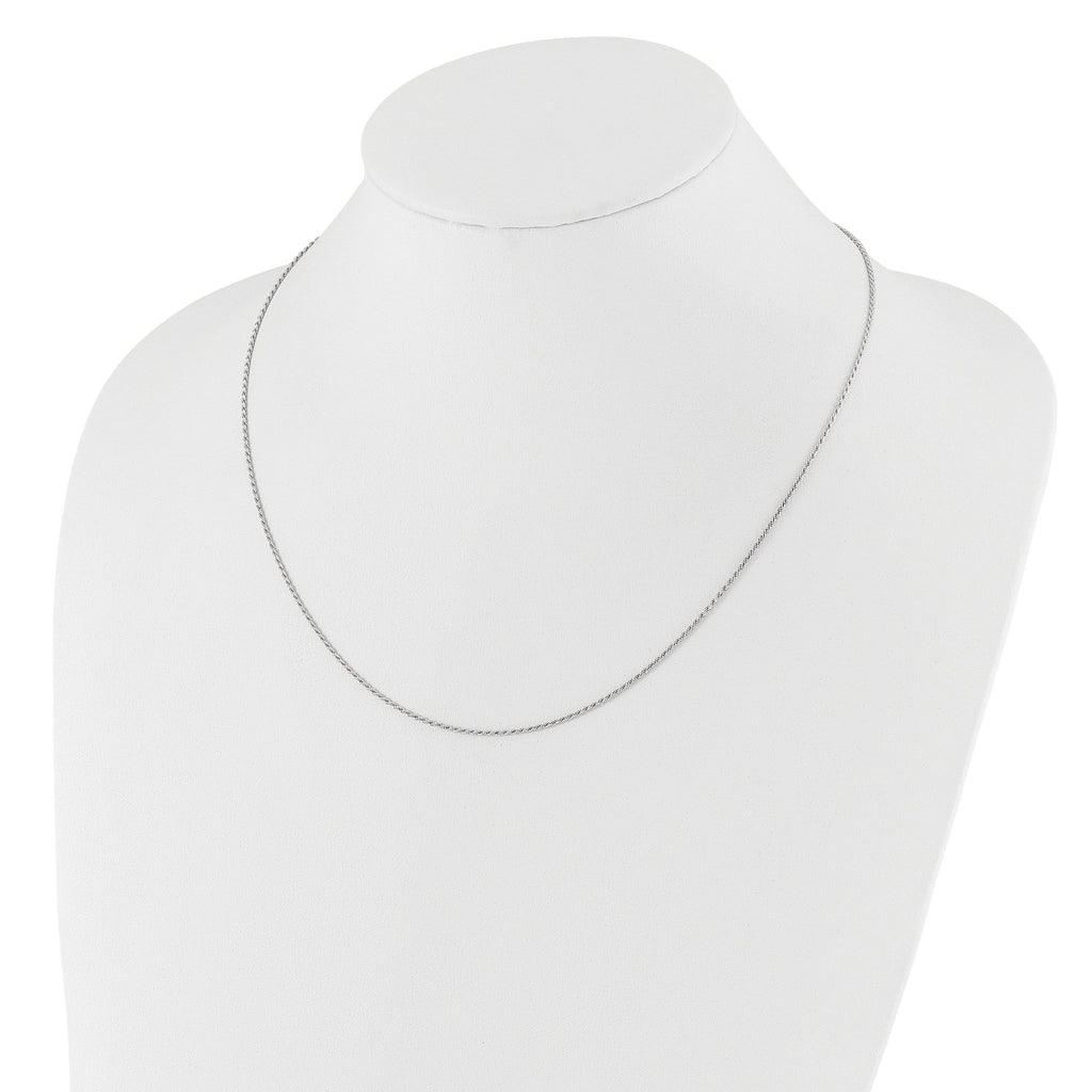 14K White Gold Adjustable 1.2mm Diamond Cut Rope Chain
