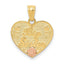 14K Two-Tone Gold Big Sister Heart Pendant  Solid Casted Design