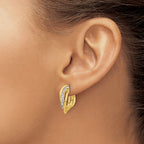 14K Polished Crystal J-Hoop Post Earrings