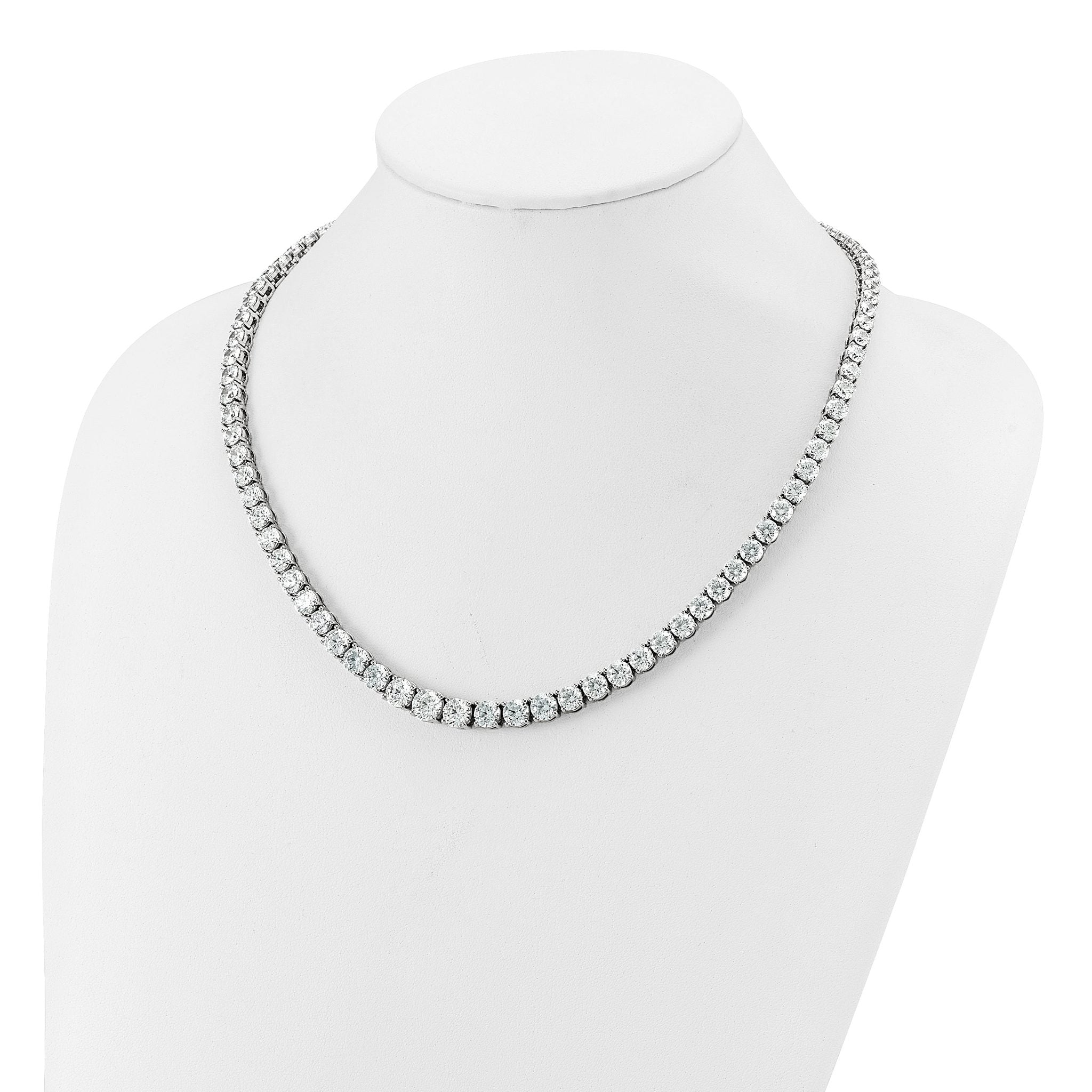 14k White Gold 50 7/8 carat Lab Grown Diamond VS+ F+ Complete Round 20 inch Graduated Tennis Necklace