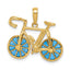 14K Gold 3D Blue Enameled Moveable Bicycle Pendant  Elegant, Polished Finish