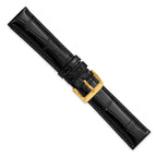 18mm Black Genuine Alligator Chrono Leather with Gold-tone Buckle 7.5 inch Watch Band