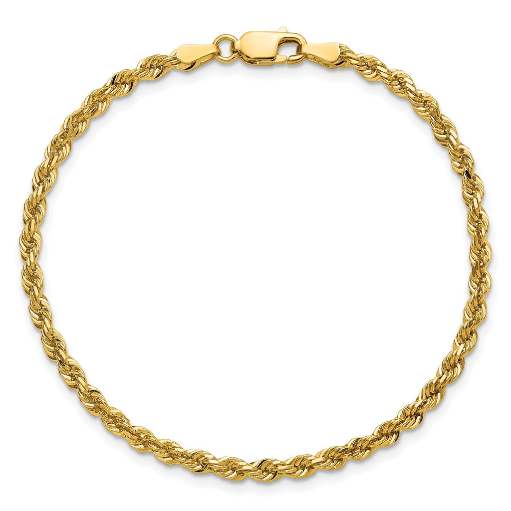 14K 7 inch 3mm Diamond-cut Rope with Lobster Clasp Chain