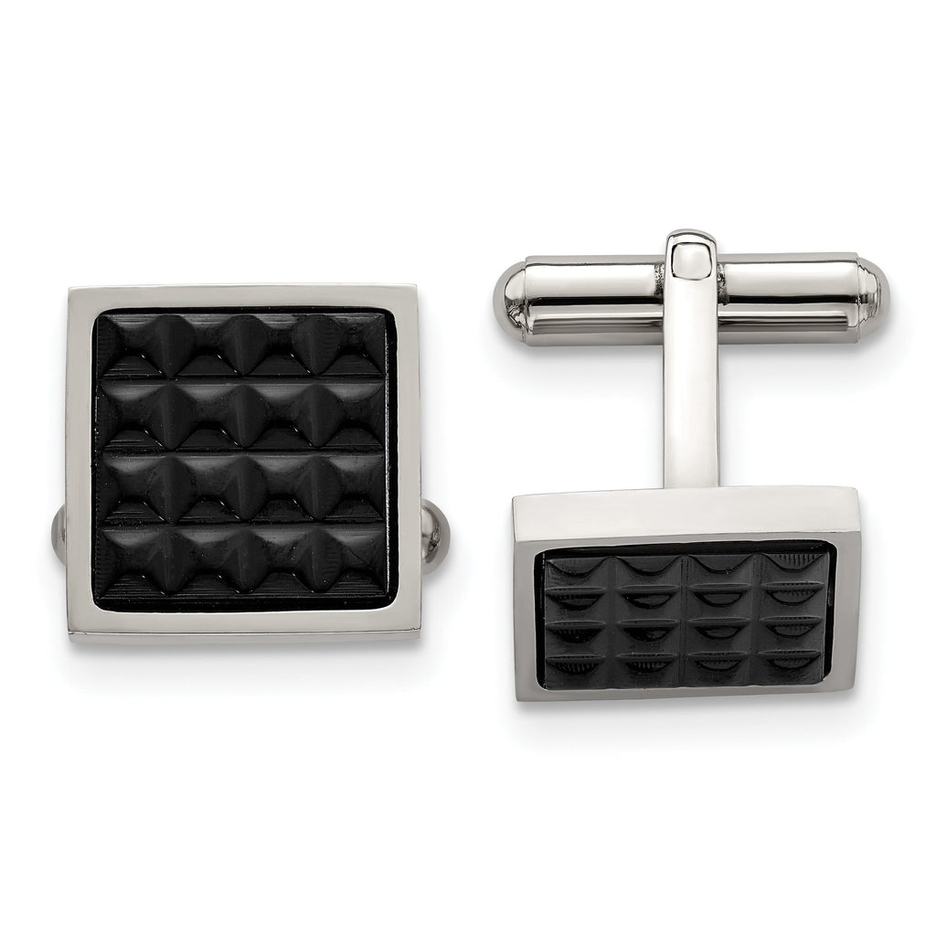 Studded Cufflinks in Black IP-Plated Stainless Steel