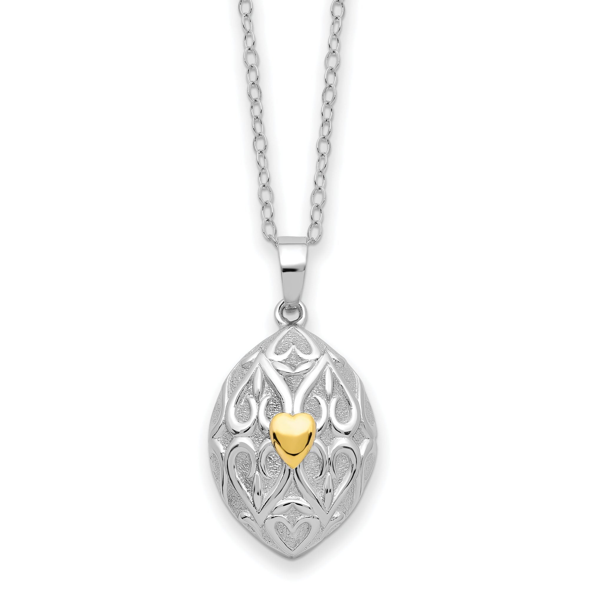 Sentimental Expressions Sterling Silver Rhodium-plated Gold-tone Heart in Egg Shaped Ash Holder 18 Inch Necklace Main image