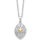 Sentimental Expressions Sterling Silver Rhodium-plated Gold-tone Heart in Egg Shaped Ash Holder 18 Inch Necklace