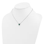 14k White Gold 1/2 carat Lab Grown Diamond VS/SI+ G+ and Created Emerald Complete Three Stone 16 inch Necklace