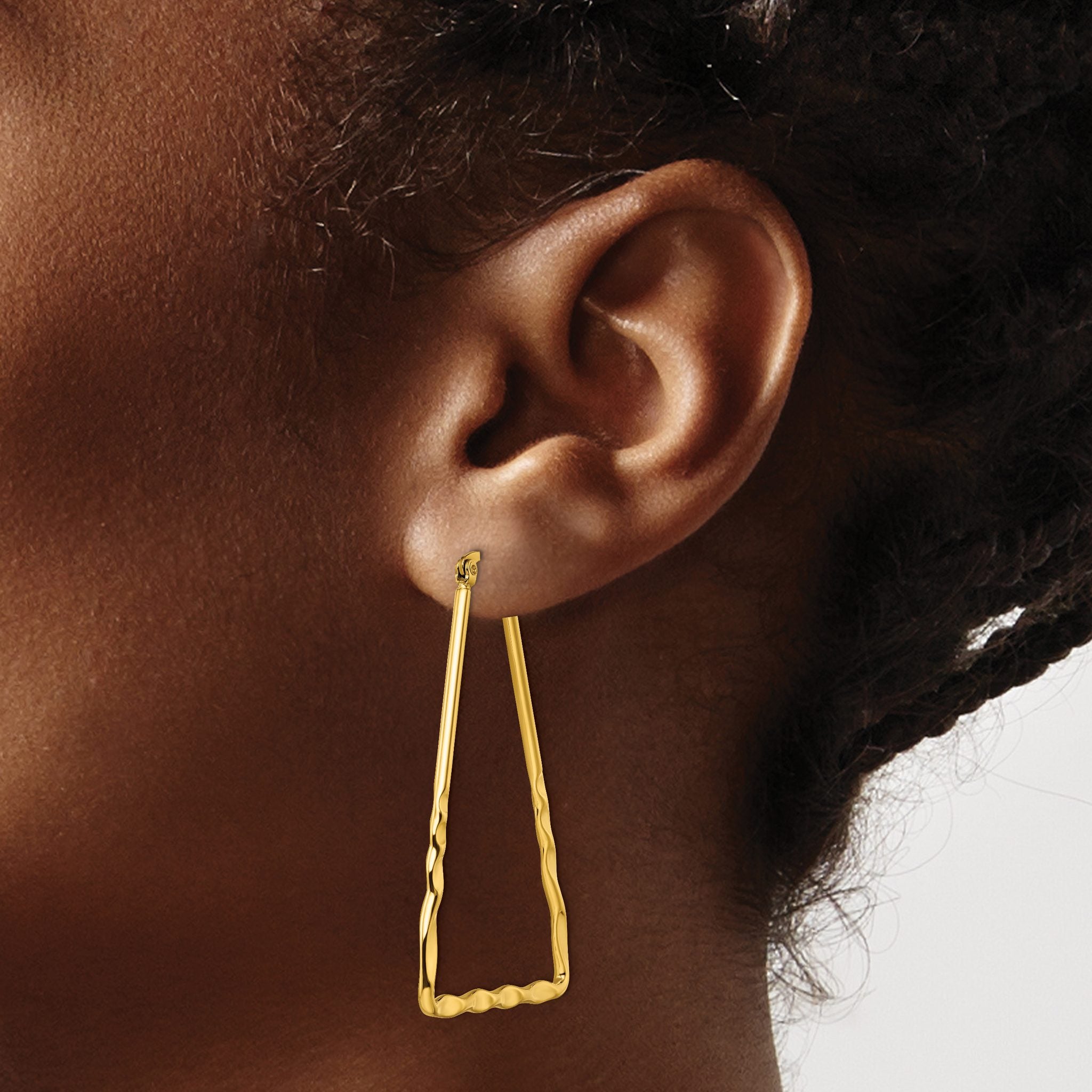 Stainless Steel Gold-Tone Polished Hoop Earrings for Women