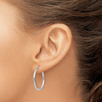Polished Tube Hoop Earrings in 14K White Gold
