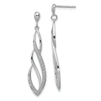 Sterling Silver Rhodium Plated Diamond Swirl Dangle Earrings Polished Elegant Design