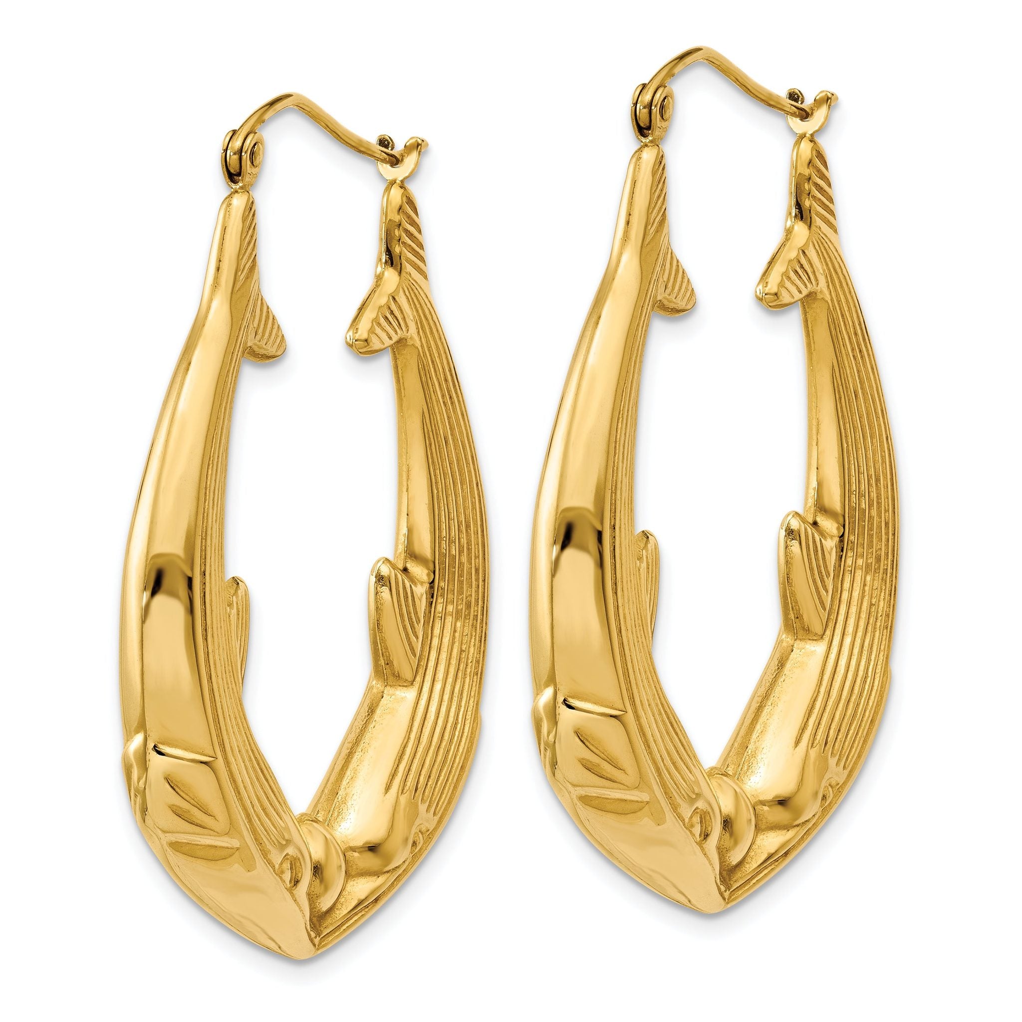 14K Gold Polished Dolphin Hoop Earrings for Women by Sophia Jewelers Secondary image