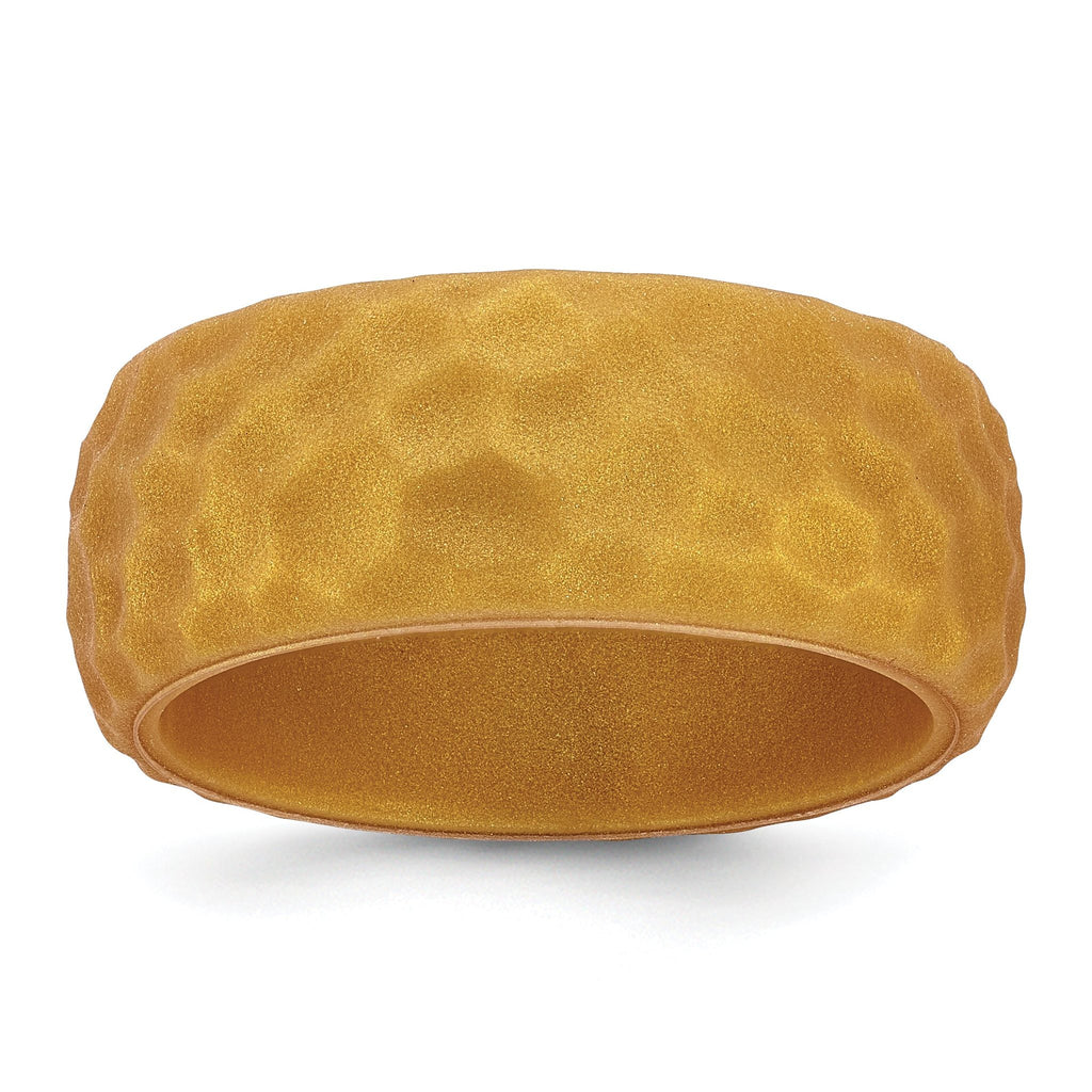Hammered Wedding Band in Metallic Gold Silicone, 8.5mm