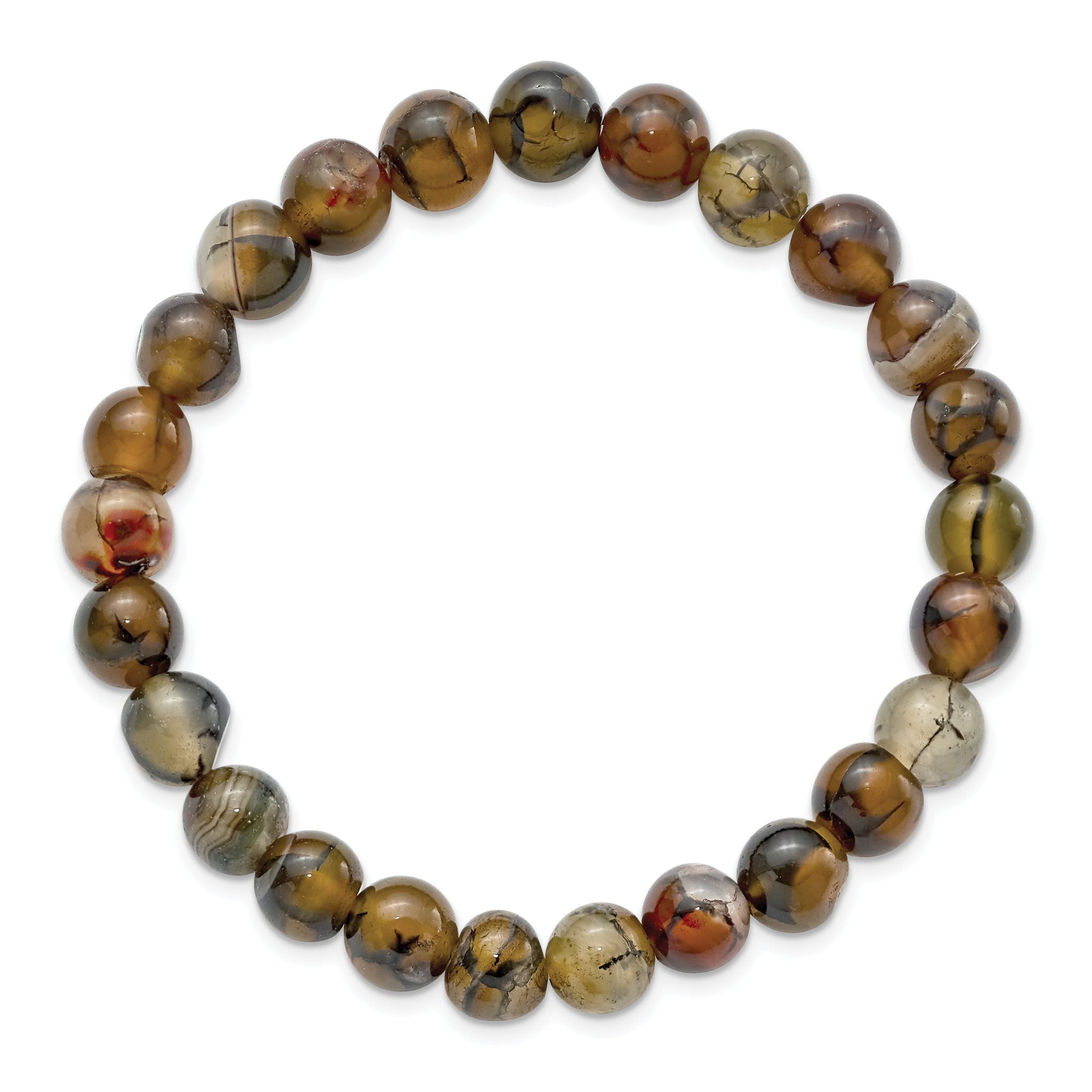 8mm Black and Yellow Agate Beaded Stretch Bracelet
