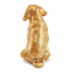 Luxury Giftware by Jere Pewter Bejeweled Crystals Gold-tone Enameled SASSY Golden Retriever Pup Trinket Box with Matching 18 Inch Necklace