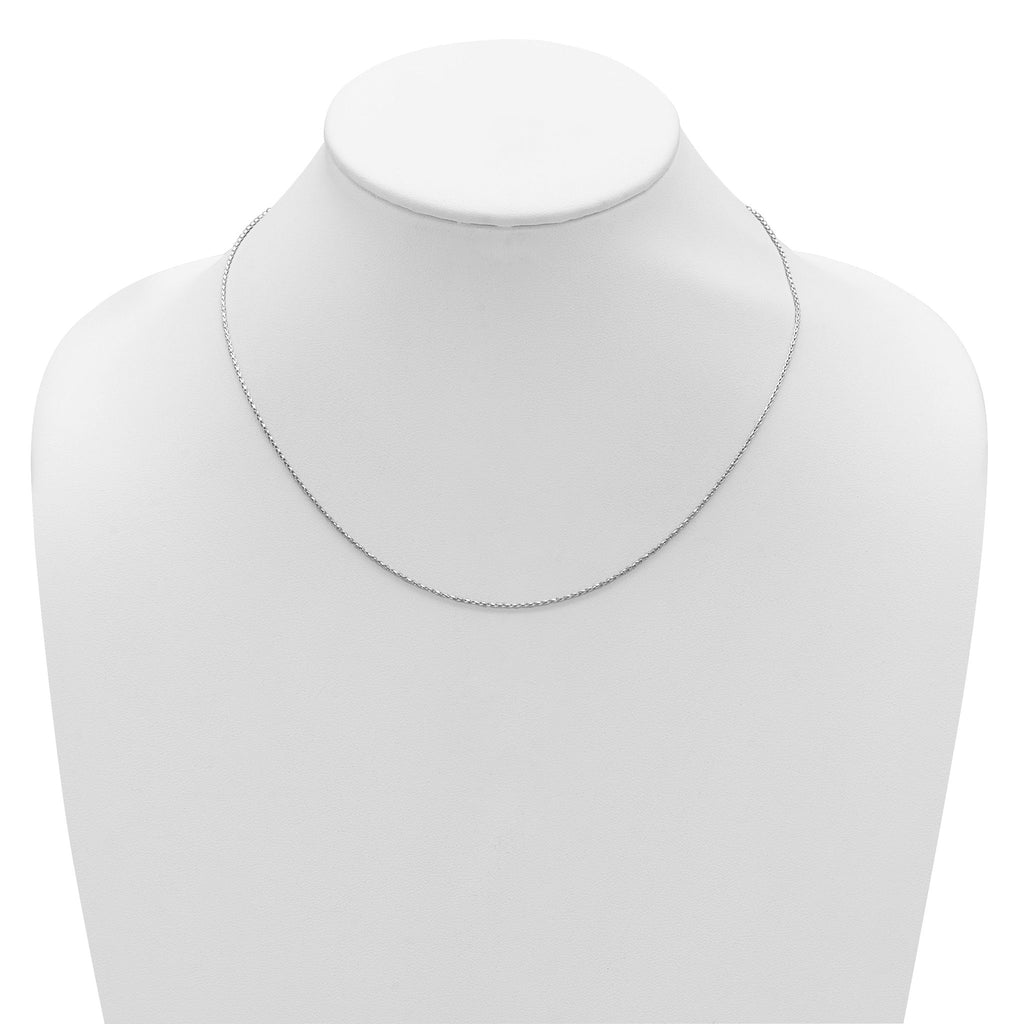 Sterling Silver RH-plt 1.2mm D/C Spiga 1in+1in Adjustable Chain