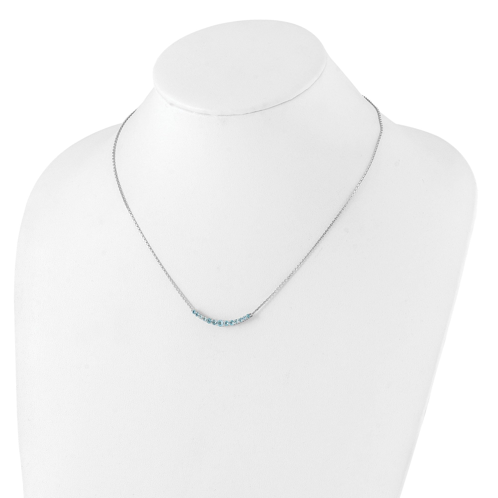 Sterling Silver Rhodium-plated Blue Topaz Pendant w/Necklace