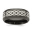 Edward Mirell Black Ti and Argentium Sterling Silver Inlay Polished Celtic Design 9mm Flat Band