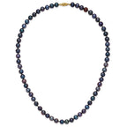 14K Yellow Gold Black Freshwater Cultured Pearl Necklace 7-8mm