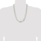 Sterling Silver Rhodium-plated 14.0mm Concave Beveled Curb Chain