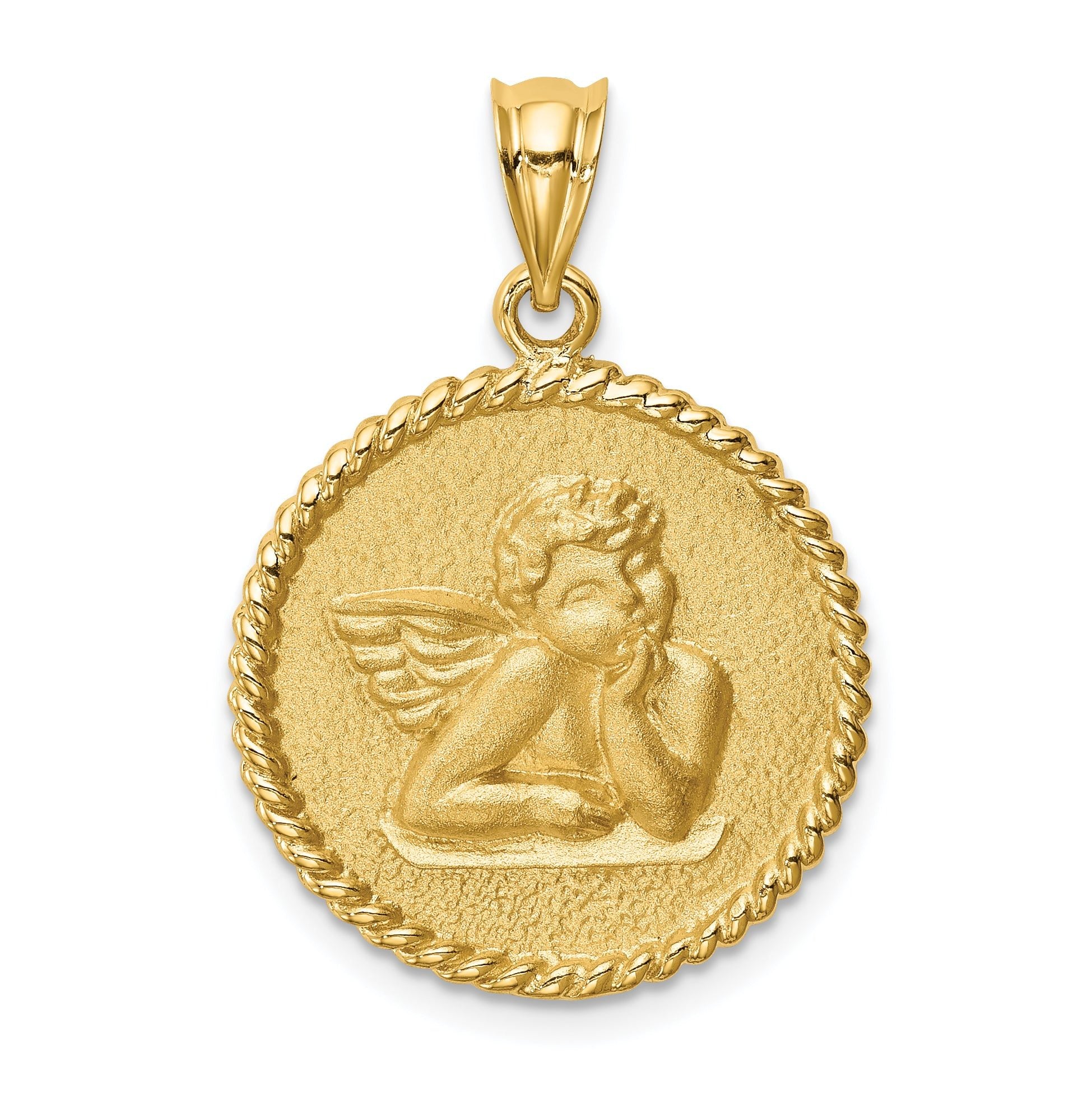 14K Brushed Angel Pendant Main image
