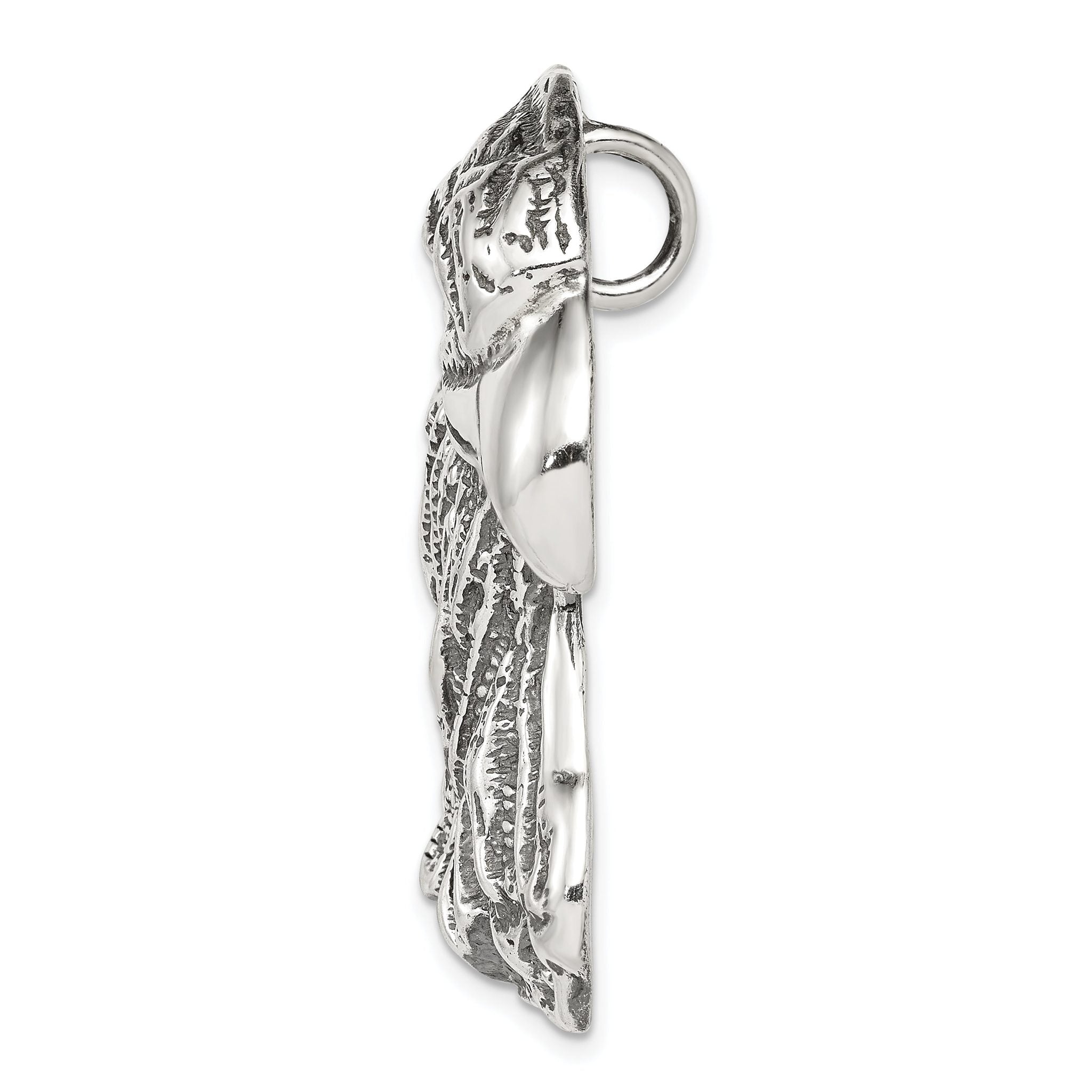 Men's 925 Sterling Silver Eagle Head Pendant with Antiqued Finish Secondary image
