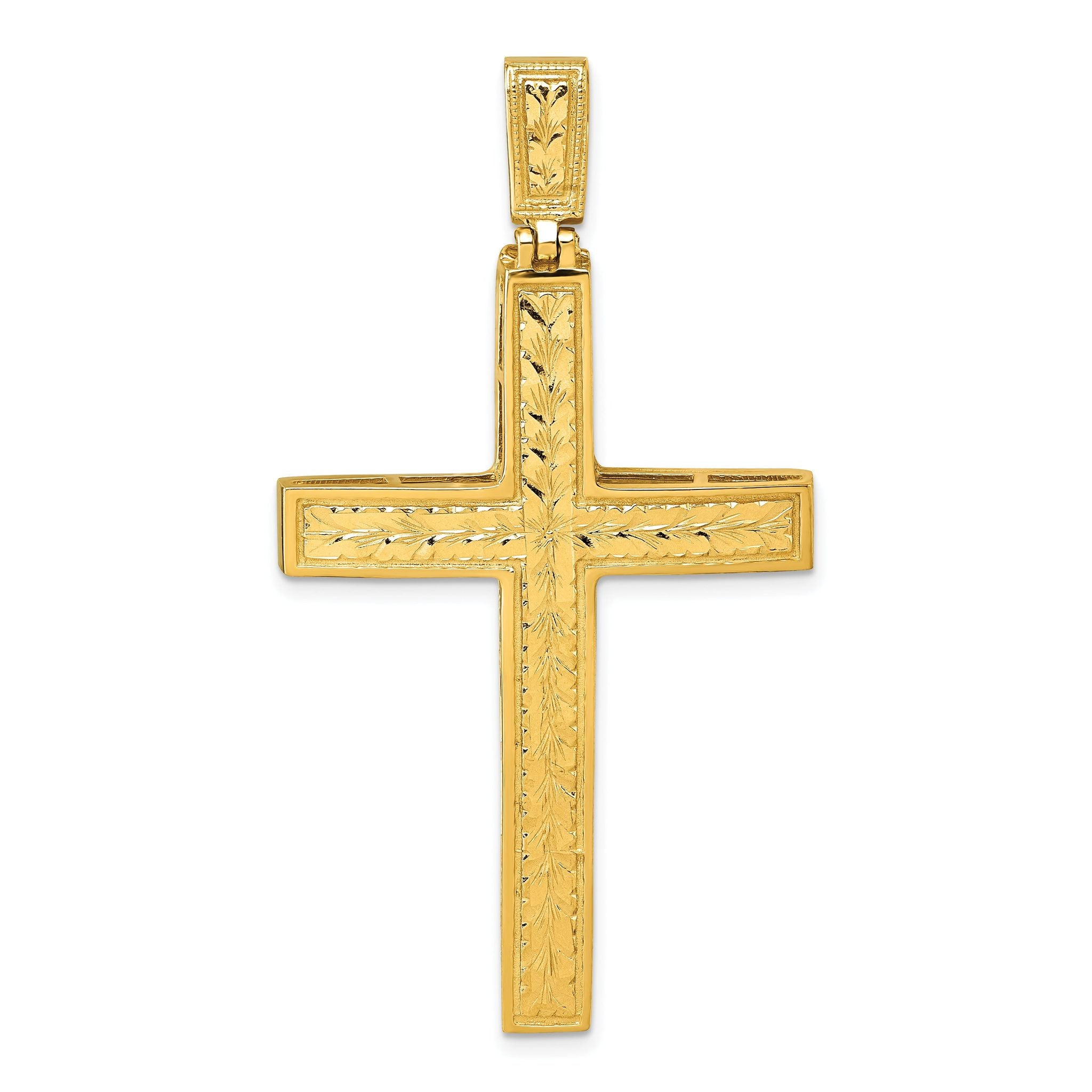 14k Polished Diamond-cut Fancy Latin Cross Pendant Main image