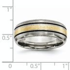 Grooved Inlay Wedding Band in Titanium & 14K Gold, 8mm