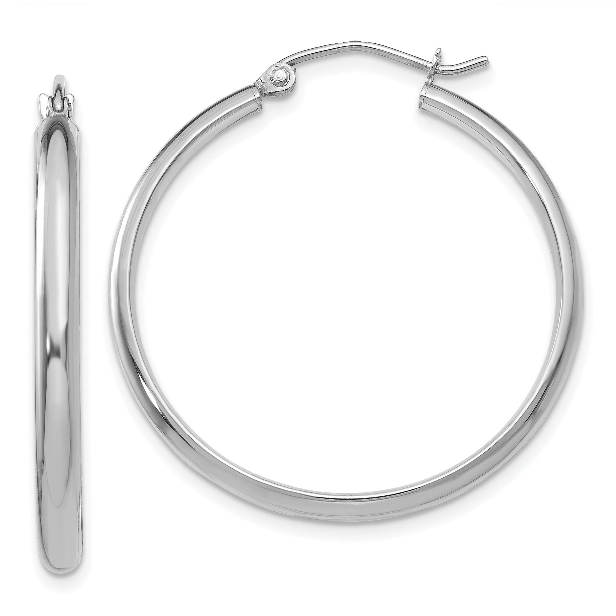 14k White Gold Polished Hoop Earring Main image