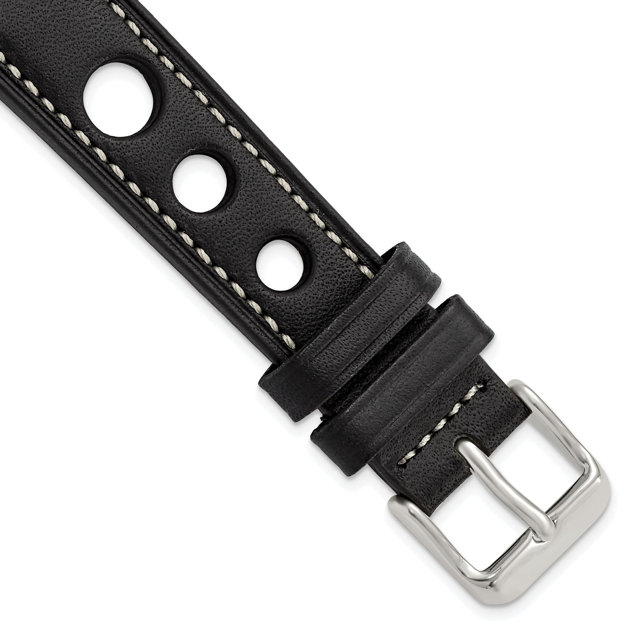 Grand Prix Leather Watch Band in Black, 18mm