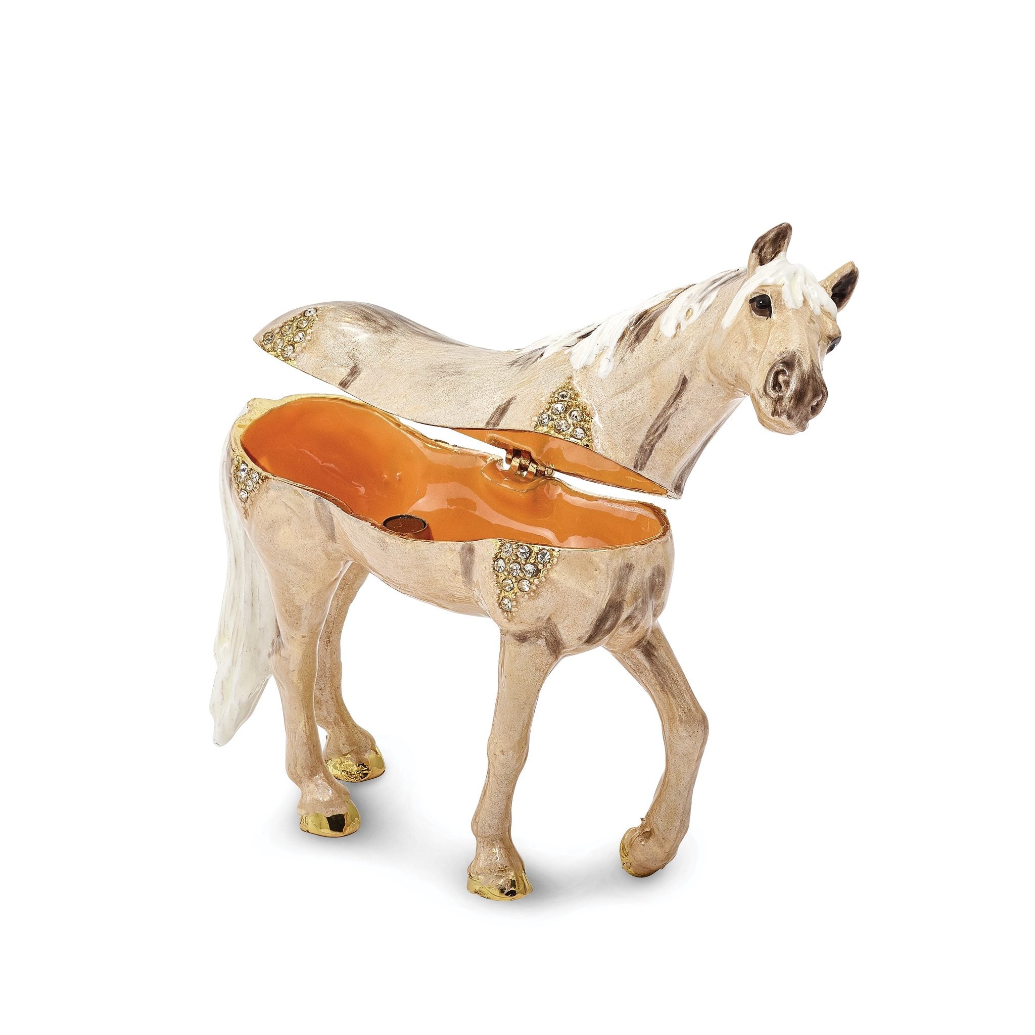 Luxury Giftware Pewter Bejeweled Crystals Gold-tone Enameled WILD 'N FREE Pony Trinket Box with Matching 18 Inch Necklace Secondary image