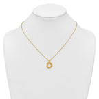 14K Polished Textured and Diamond-cut Fancy Heart Pendant 16 Inch Necklace with 2.25 Inch Extender
