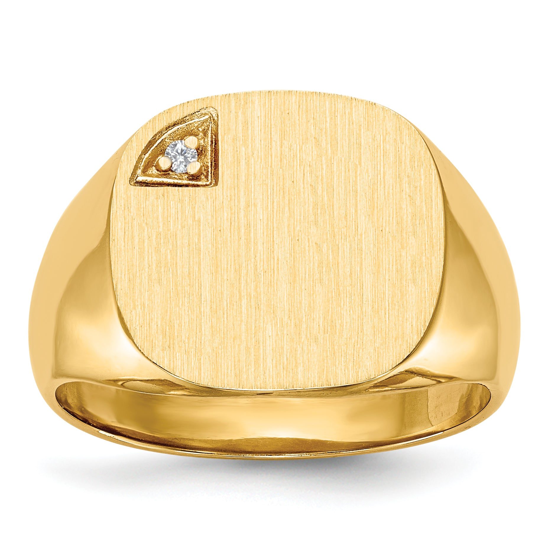 14k 15.0x15.0mm Closed Back AA Diamond Men's Signet Ring Main image