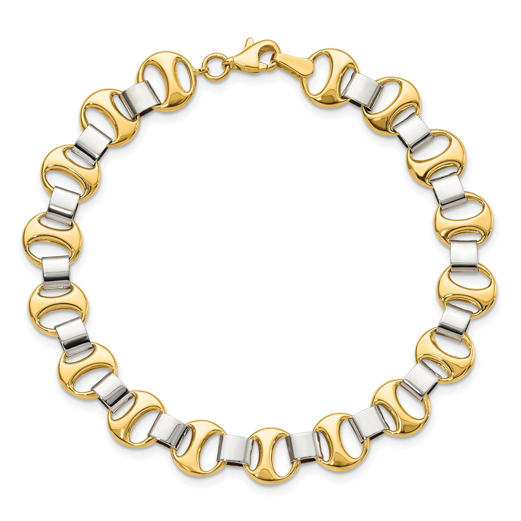 14K Two-tone Polished Fancy Link Bracelet