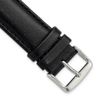 Long Black Leather Watch Band in Chronograph Style, 20mm