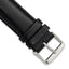 Long Black Leather Watch Band in Chronograph Style, 20mm