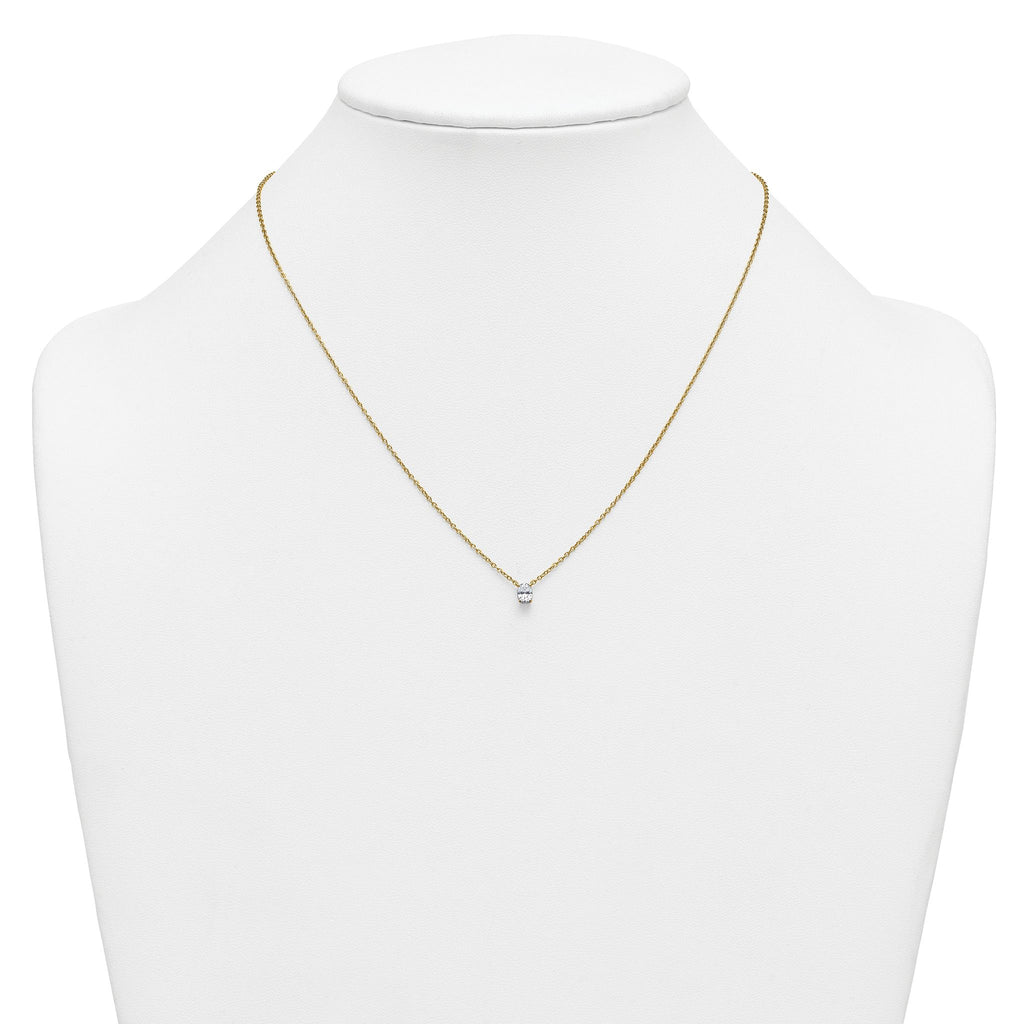 14k 1/4 carat Lab Grown Diamond VS+ F+ Oval Complete 18 inch Four Prong Pendant Necklace