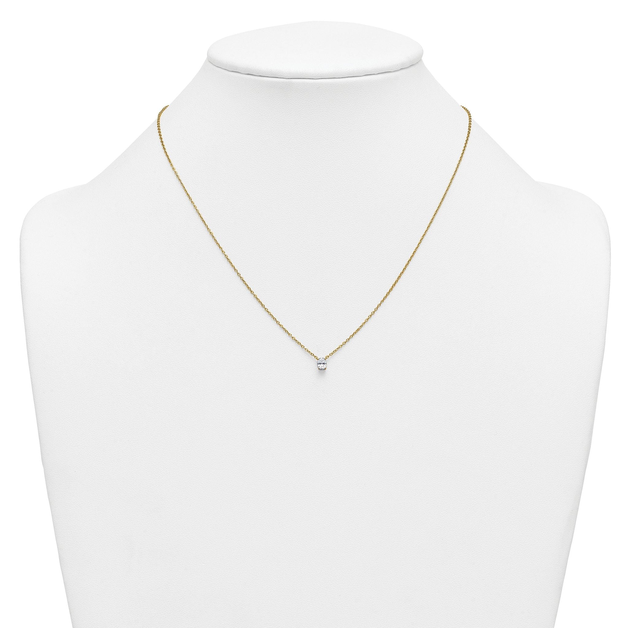 14k 1/4 carat Lab Grown Diamond VS+ F+ Oval Complete 18 inch Four Prong Pendant Necklace