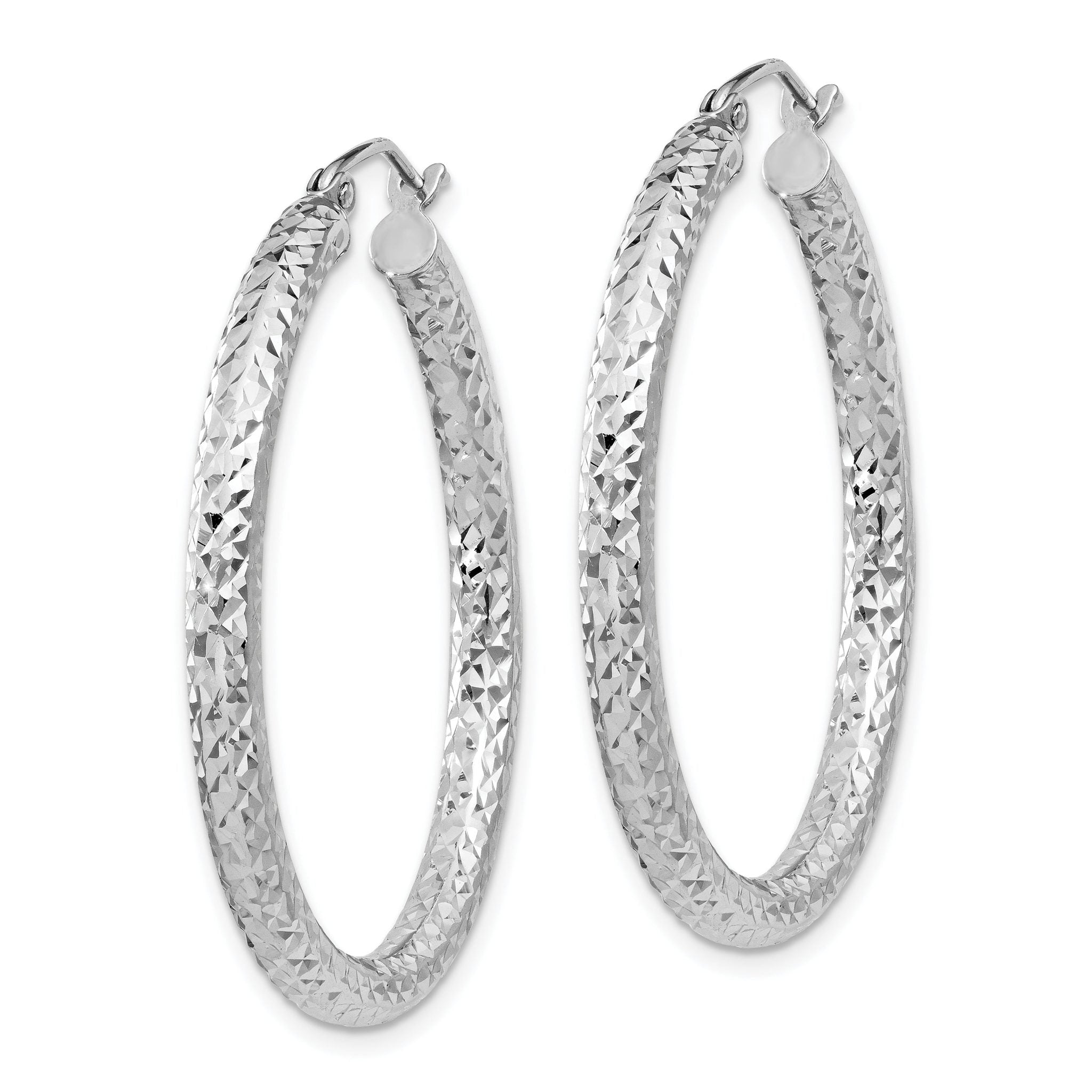 Sterling Silver Rhodium-plated D/C 3x35mm Hoop Earrings Main image