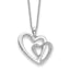 Sentimental Expressions Sterling Silver Rhodium-Rhodium-Plated CZ You and Me Heart 18in Necklace