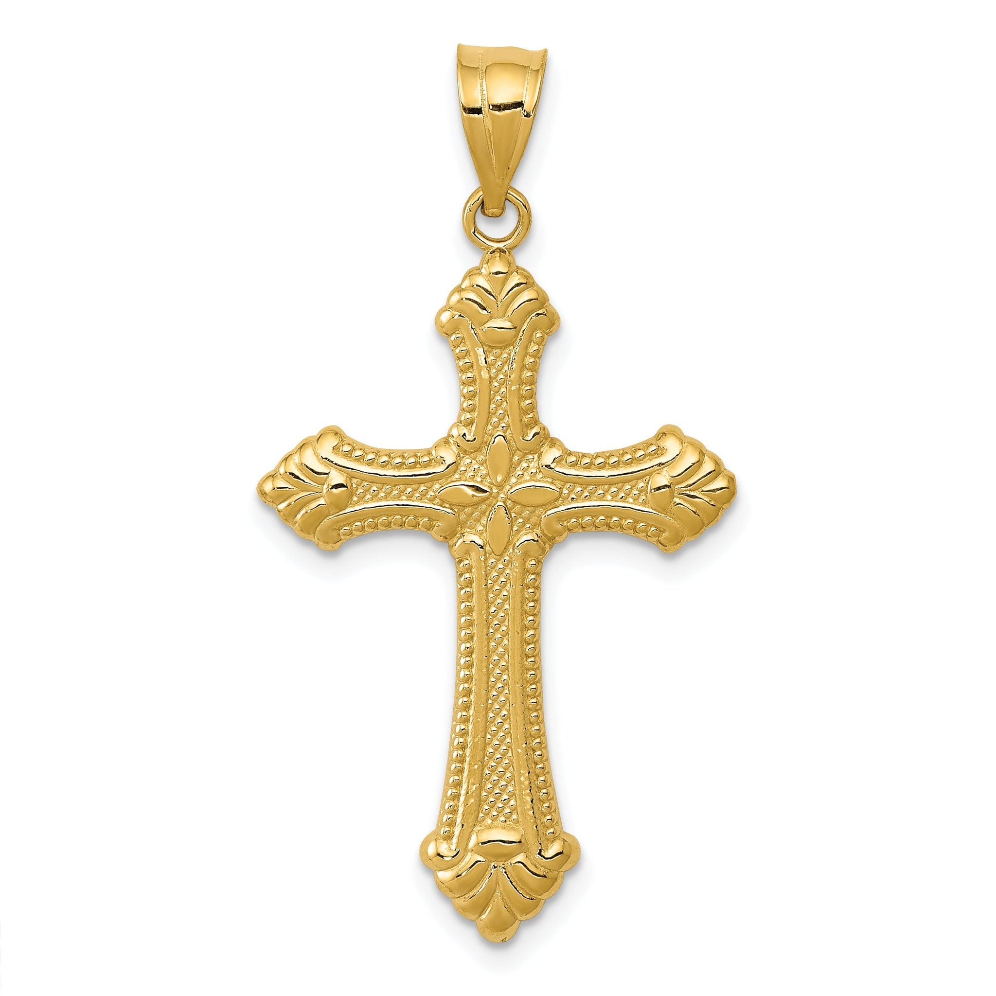 14K Gold Polished Cross Pendant with Solid Casted Design Main image