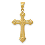 14K Gold Polished Cross Pendant with Solid Casted Design