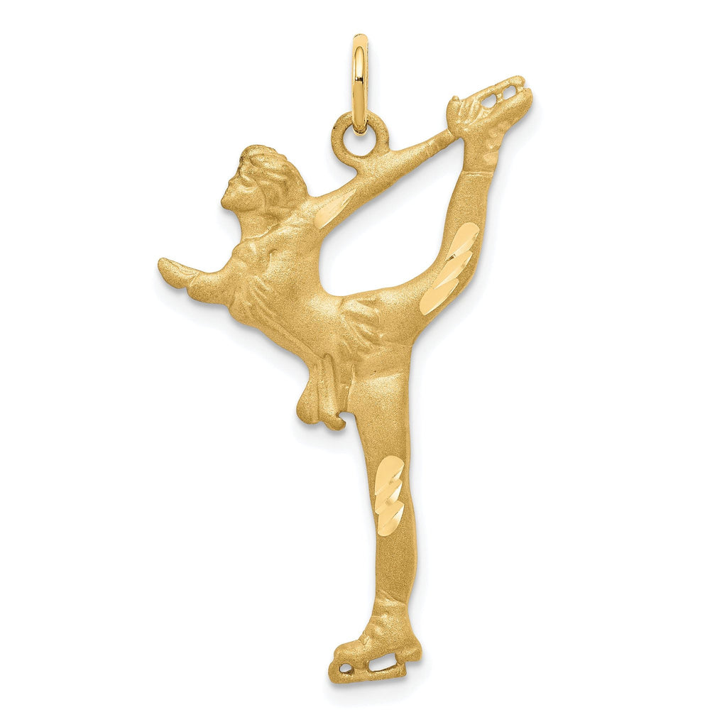 10K Gold Diamond-Cut Figure Skater Charm with Polished Finish