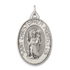 Sterling Silver 925 St. Christopher Antique Satin Pendant Elegant and Solid