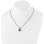 Shey Couture Sterling Silver with 14K Accent 18 Inch Antiqued Cushion London Blue Topaz Necklace