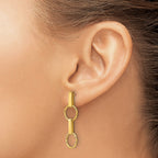 14K Polished and Diamond-cut Circle Dangle Post Earrings